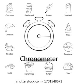 fast food chronometer outline icon. Set of food illustration icon. Signs and symbols can be used for web, logo, mobile app, UI, UX on white background