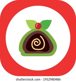fast food, cinnamon roll or ice cream roll. vector image with white and red background