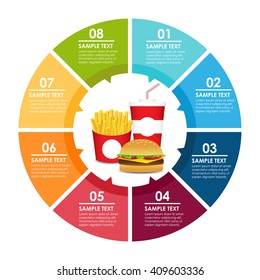 Fast Food circle info-graphic. Vector illustration