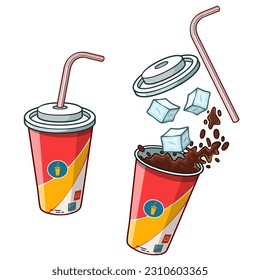 Fast food cola vector illustration. Fast food cola box vector set.