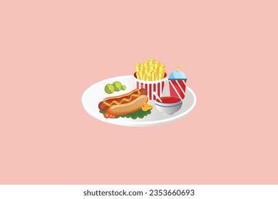 fast food collection with different products and drinks
