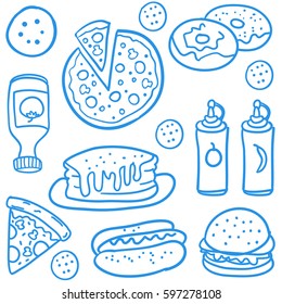 Fast food collection of doodles
