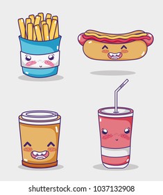 Fast food collection kawaii cartoons