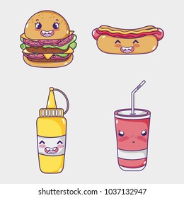 Fast food collection kawaii cartoons