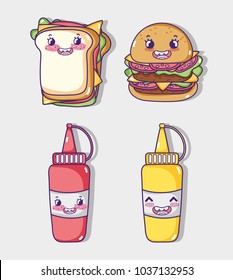 Fast food collection kawaii cartoons