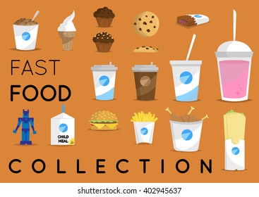 Fast food collection. Vector objects