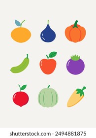 Fast food color icon set. Vector Fast food emoji illustration collection