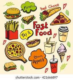 fast food colored illustration