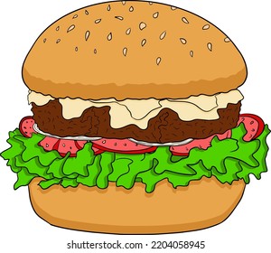 Fast food. Colored vector illustration of street food flat style.