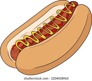 Fast food. Colored vector illustration of street food flat style.