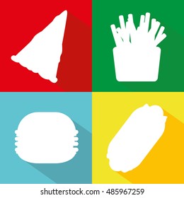 fast food colorful flat design icons set. template elements for web and mobile applications