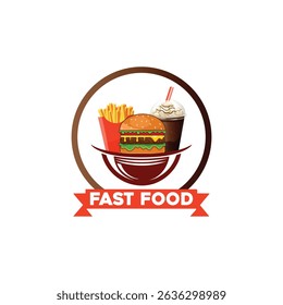 Fast Food Combo Burger, Fries, and Milkshake Logo