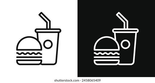 Fast Food Combo Icon. Burger and Soda Illustrative Set.