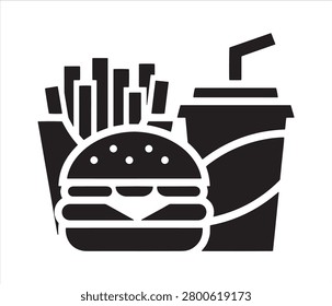 Fast food combo icon featuring a burger fries and a drink fastfood hamburger beverage junkfood