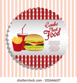 fast food combo with a sandwich french fries and soda, vector illustration