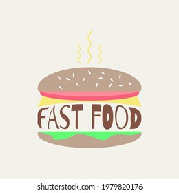 Fast food concept illustration with a hot burger.
