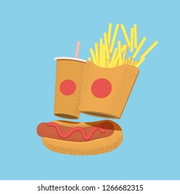 Fast food concept illustration for menu, banner or flyer. Vector illustration