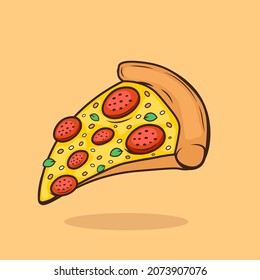 Fast food concept isolated Free vector. Slice of pizza cartoon vector illustration. flat cartoon style 