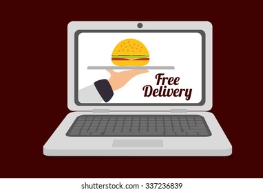 Fast food concept with laptop design, vector illustration 10 eps graphic