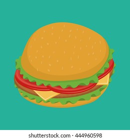 Fast food concept represented by Hamburger icon. Property of colorfull illustration