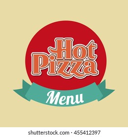 Fast food concept represented by pizza icon. Seal stamp design. Colorfull and vintage illustration. 