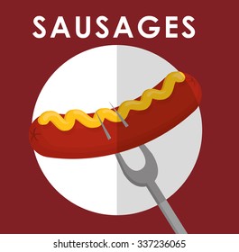 Fast food concept with sausage design, vector illustration 10 eps graphic