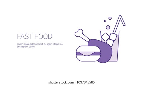 Fast Food Concept Template Web Banner With Copy Space Vector Illustration