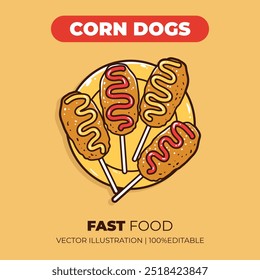 Fast food corn dogs vector illustration