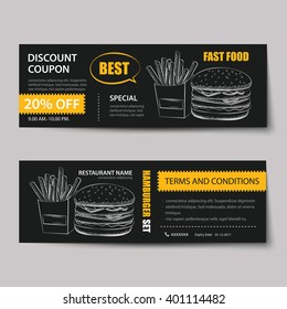 Fast Food Coupon Discount Template Flat Design