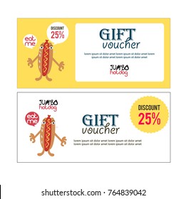 Fast Food Coupon Discount Template Design,hotdog Voucher Gift Template