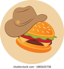 Fast food cowboy burger logo