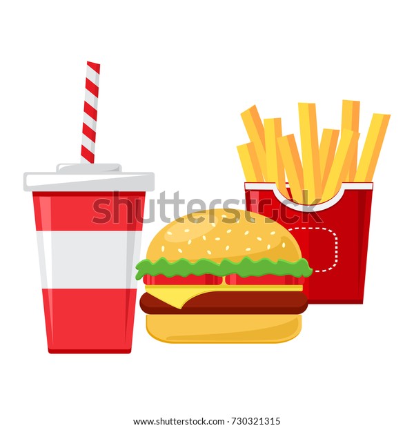 Fast Food Cup Cola French Fries Stock Vector (Royalty Free) 730321315