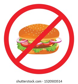 Fast Food Danger. Stop hamburger, Cola, French fries. Vector illustration.