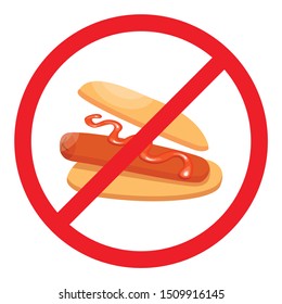 Fast Food Danger. Stop Hot dog. Vector illustration.