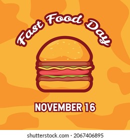 Fast Food Day Background. November 16. Greeting card, banner, vector illustration. With the burger, and hamburger icon. Premium and luxury design
