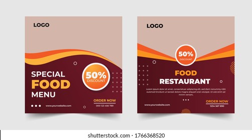 Fast Food, Delicious Burger Service And Special Offer, Supper Discount  Social Media Post Template Vector Design