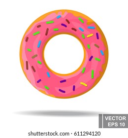 Fast food. Delicious. Isolated on white background. Donut. For your design.