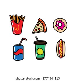 Fast Food Delicious Vector Clipart Hand Stock Vector (Royalty Free ...