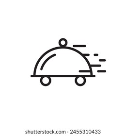 Fast food delivery cloche speed line symbol. Efficient food service delivery quick delivery takeaway icon