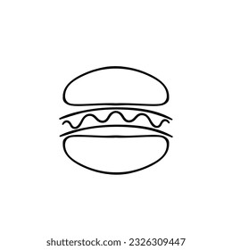 Fast Food Delivery Icon. Burger, family restaurant, junk food, high calorie foods. popular chains. Vector black line icon