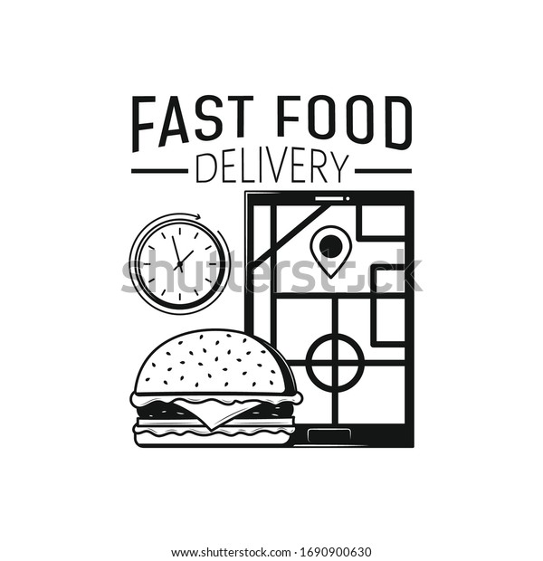 Fast food delivery\
icon on white. Concept.