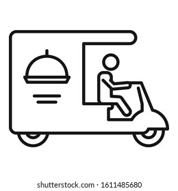 Fast food delivery icon. Outline fast food delivery vector icon for web design isolated on white background