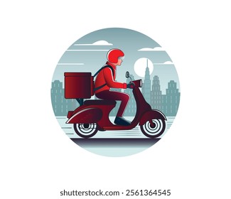 Fast food delivery man vector art for advertising. 