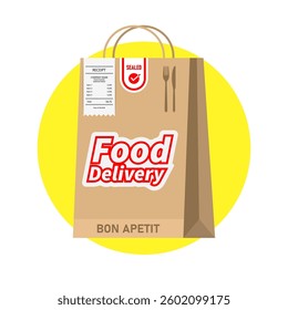 Fast Food Delivery Paper Bag vector illustration Food delivery packaging