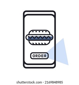 Fast food delivery service vector isolated icon. Hot dog symbol. Mobile app order food online website.