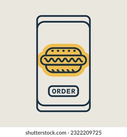 Fast food delivery service vector isolated icon. Hot dog symbol. Mobile app order food online website.