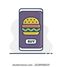 Fast food delivery service vector isolated icon. Burger sign. Mobile app order food online website.