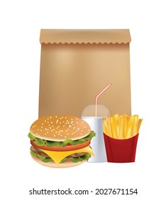 Fast food delivery  set. vector