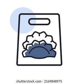 Fast food delivery take away paper bag vector icon. Dumpling symbol. Delivery sign. Graph symbol for cooking web site and apps design, logo, app, UI