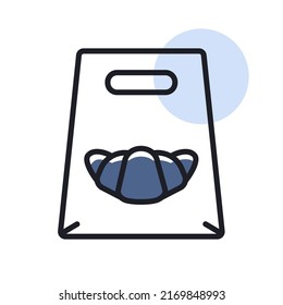 Fast food delivery take away paper bag vector icon. Croissant symbol. Delivery sign. Graph symbol for cooking web site and apps design, logo, app, UI